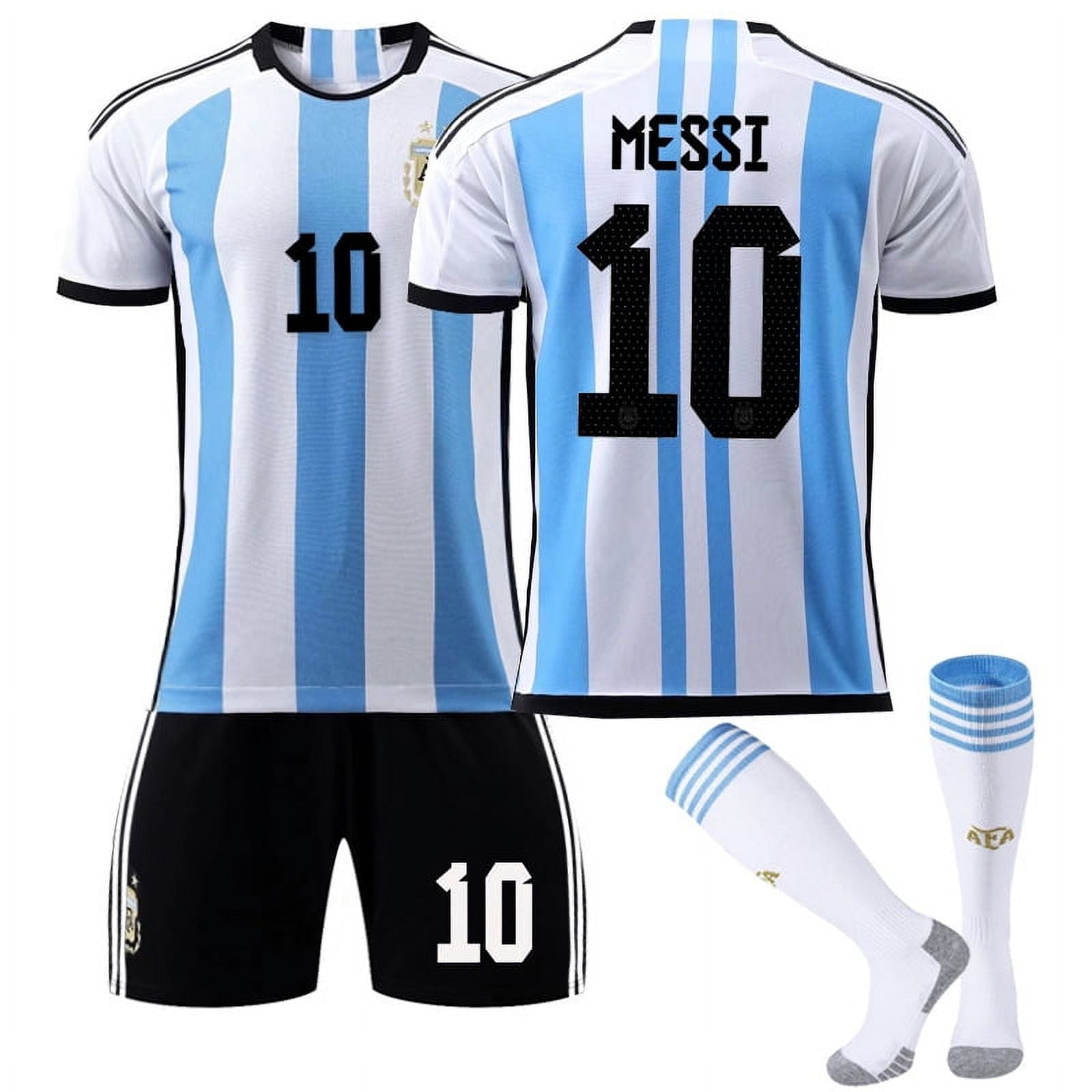 Messi #10 2024 kids youth jersey Small with shorts Argentina 2022 World Cup NWT